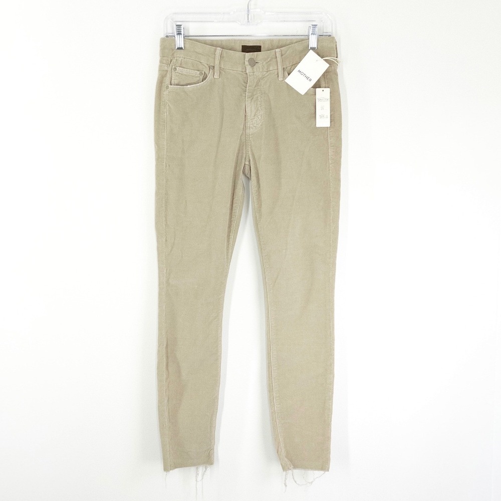 NEW Mother Looker Ankle Fray Corduroy Pants Women's 27 Khaki Hopscotch NWT USA